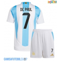 Camisa de time de futebol Argentina Rodrigo De Paul #7 Replicas 1º Equipamento Infantil Copa America 2024 Manga Curta (+ Calças curtas)